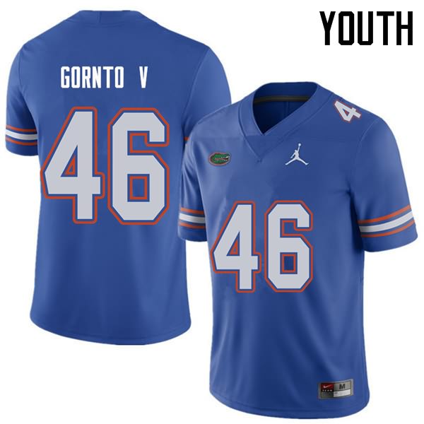 Youth NCAA Florida Gators Harry Gornto V #46 Stitched Authentic Jordan Brand Royal College Football Jersey XTL3665NE